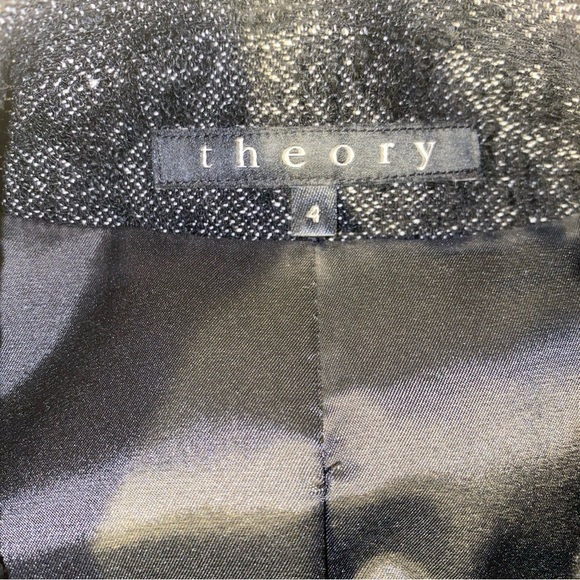 THEORY Black Wool Blend Blazer Women’s Size 4 Classic One Button Style - Picture 3 of 12